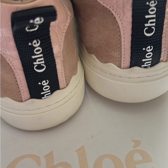 Chloe Pink and White Scalloped Sneakers - Picture 2 of 6